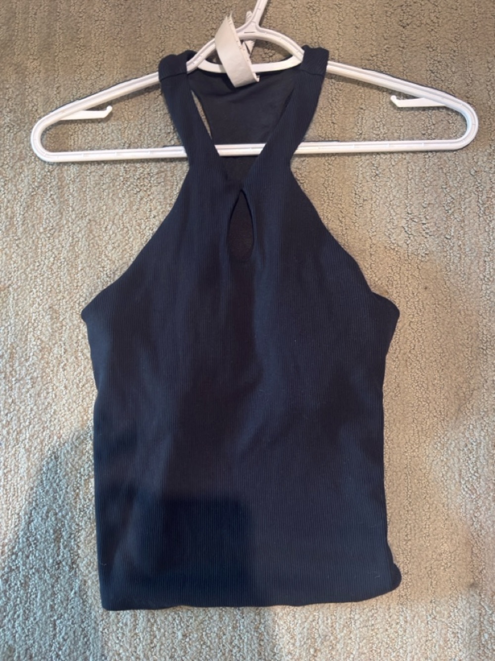 ALO Yoga Black Ribbed Keyhole Racerback Tank
